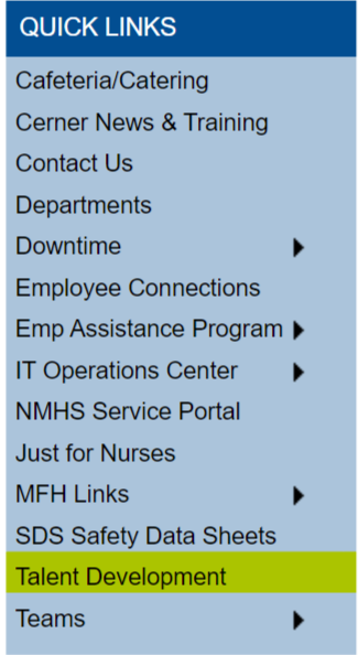 Talent Development quick links