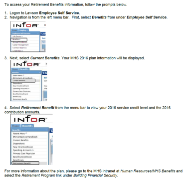 Image for post: MHS Retirement Benefits Updated for 2016 Contributions - Available Online in Employee Self Service