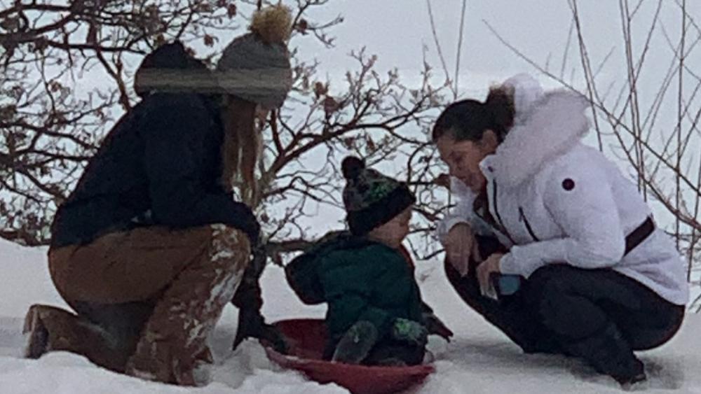 Jenny Delavan and PT patient in the snow